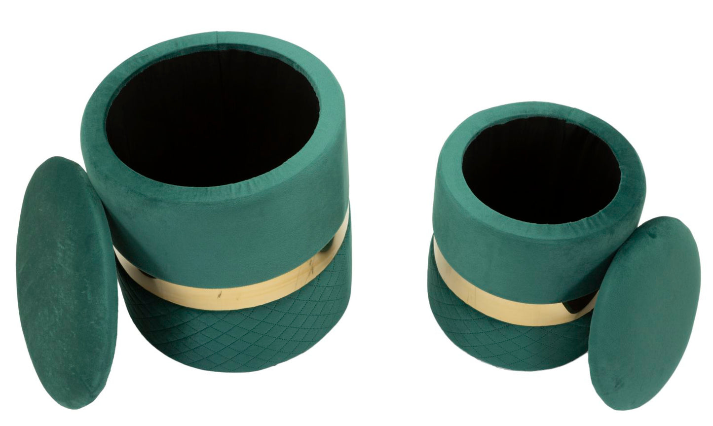 Opbergpuff Sheffield Groen Set 2 Stuks