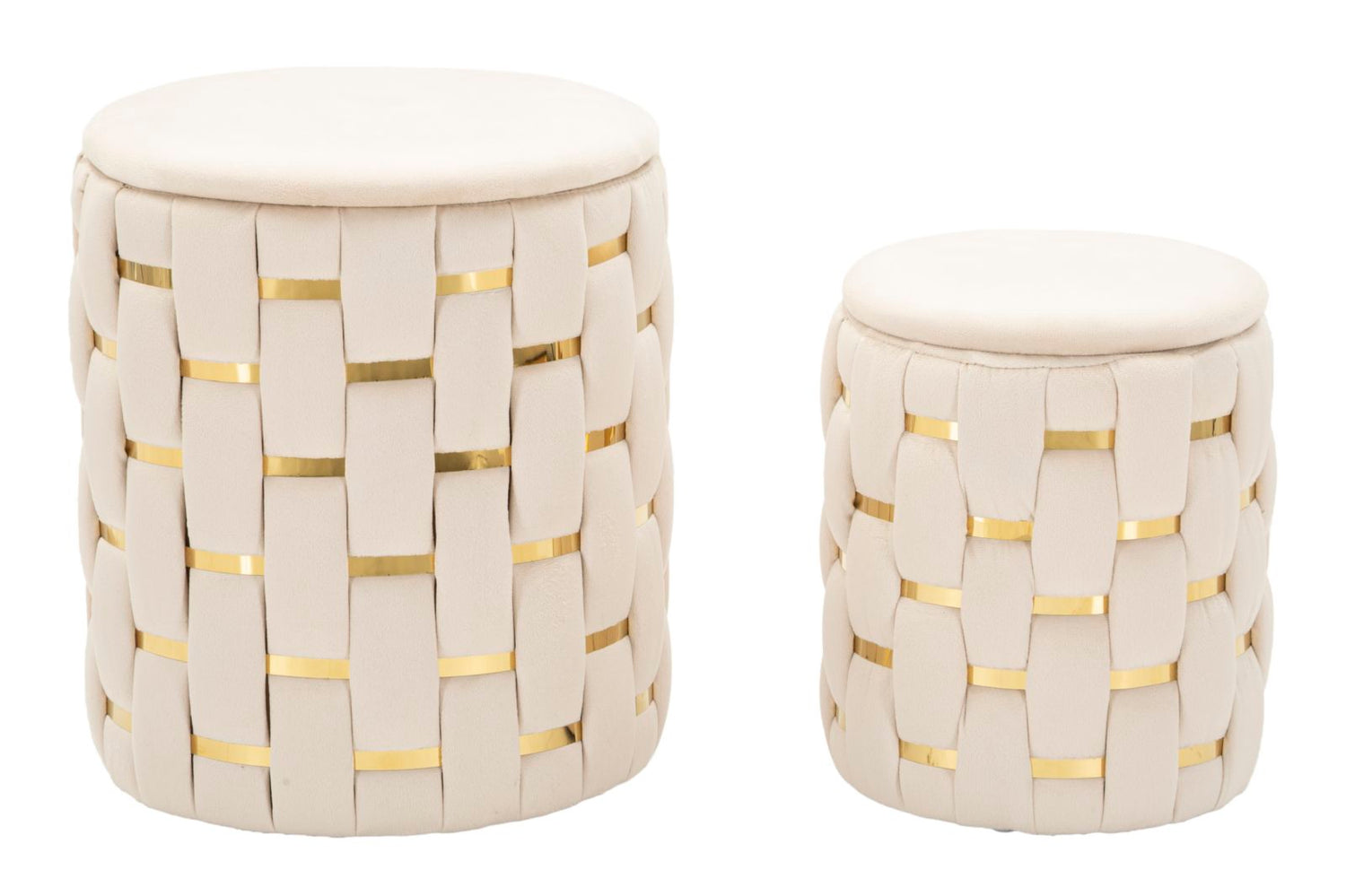 Opbergpoef Shanty Crème Set 2 Stuks