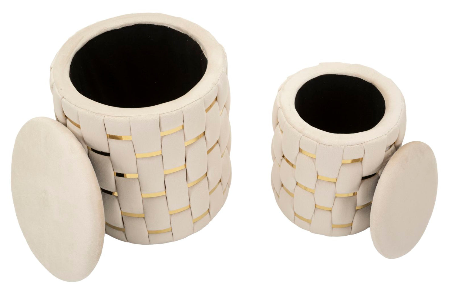 Opbergpoef Shanty Crème Set 2 Stuks
