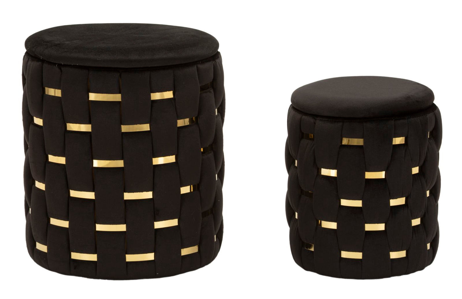 Opbergpoef Shanty Zwart Set 2 Stuks