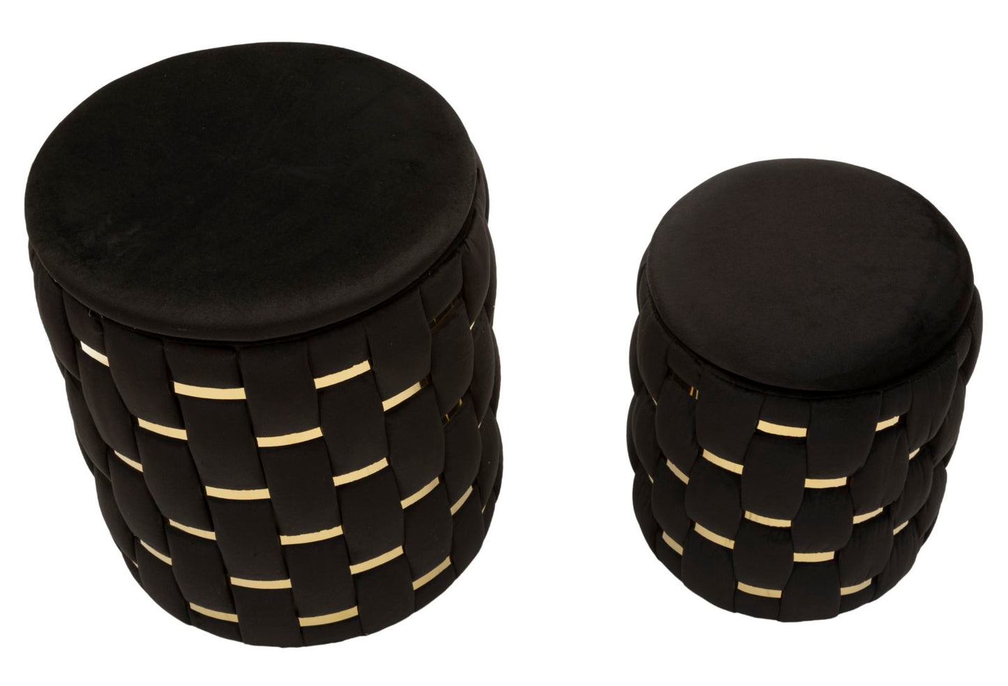 Opbergpoef Shanty Zwart Set 2 Stuks