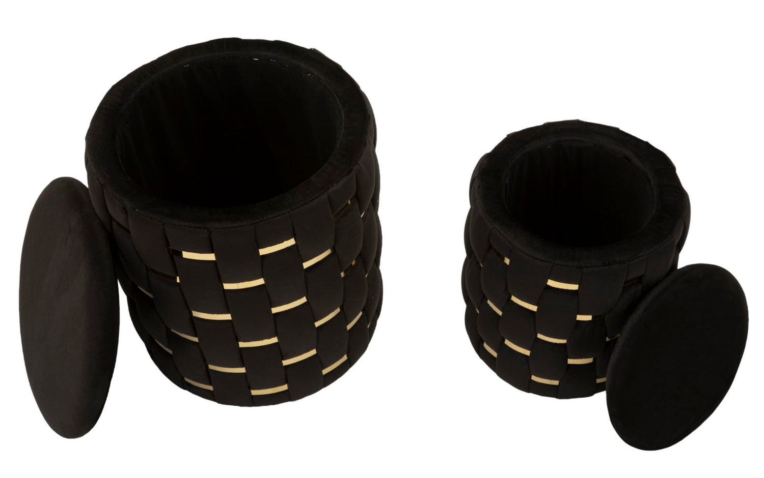 Opbergpoef Shanty Zwart Set 2 Stuks