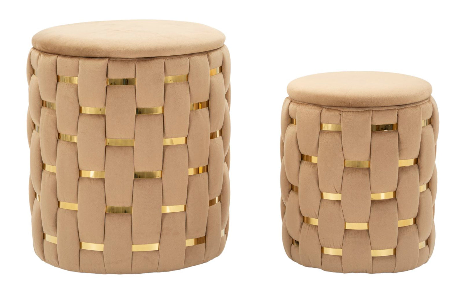 Opbergpuf Shanty Goud Set 2 Stuks