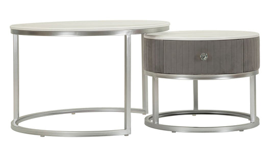 Grijze Salontafels Set 2 Stuks