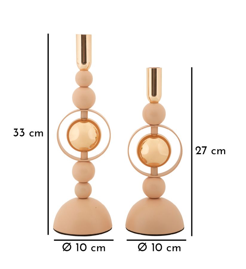 Kaarsenhouder Saturn Roze Set 2 Stuks