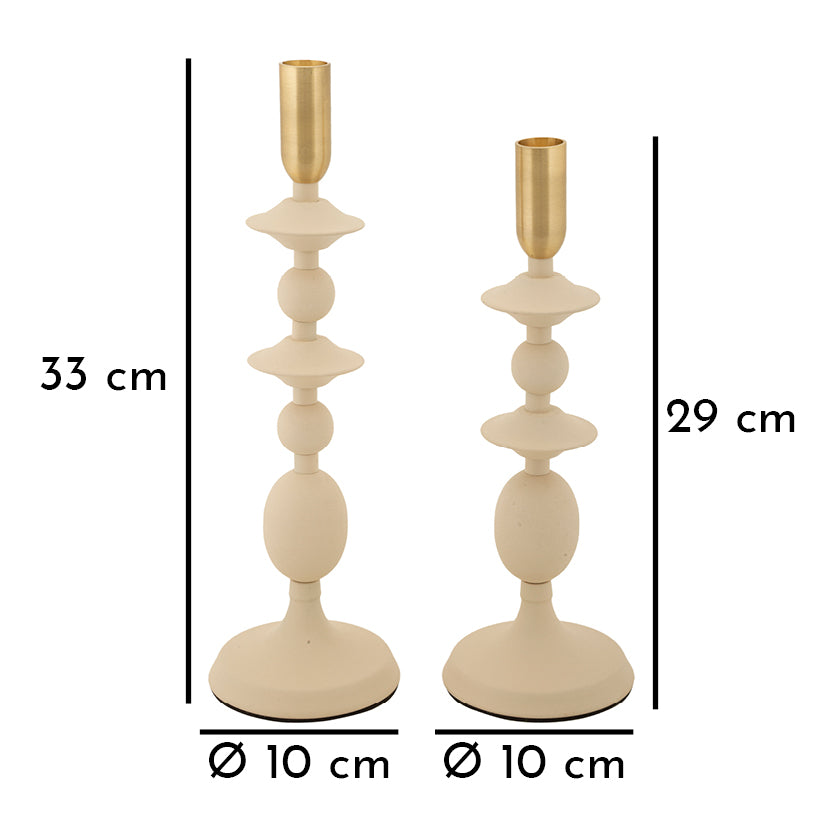 Kaarsenhouder Gemini Cream Set 2 Stuks