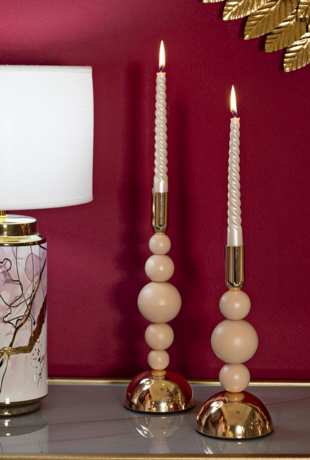 Kaarsenhouder Bolly Roze Set 2 Stuks