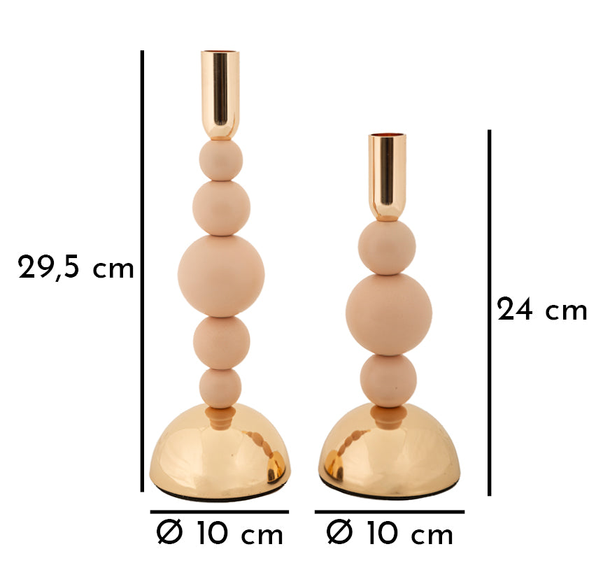 Kaarsenhouder Bolly Roze Set 2 Stuks
