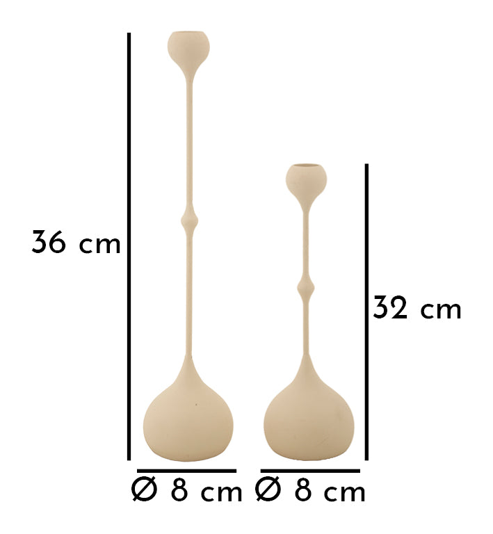 Kaarsenhouder Slimmy Cream Set 2 Stuks