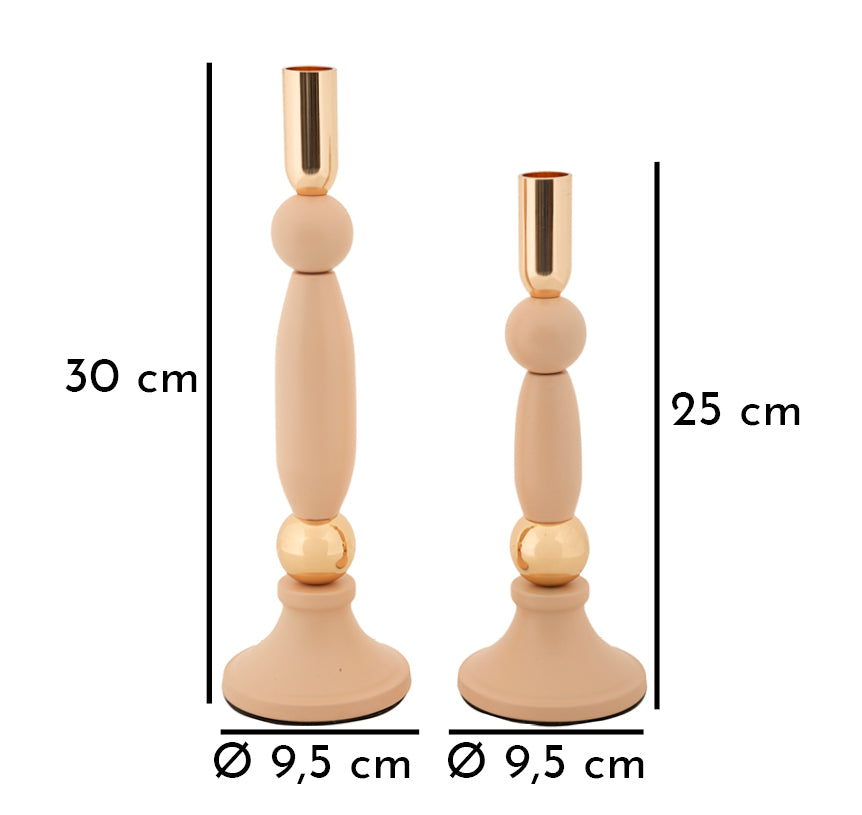 Kaarsenhouder Strek Roze Set 2 Stuks
