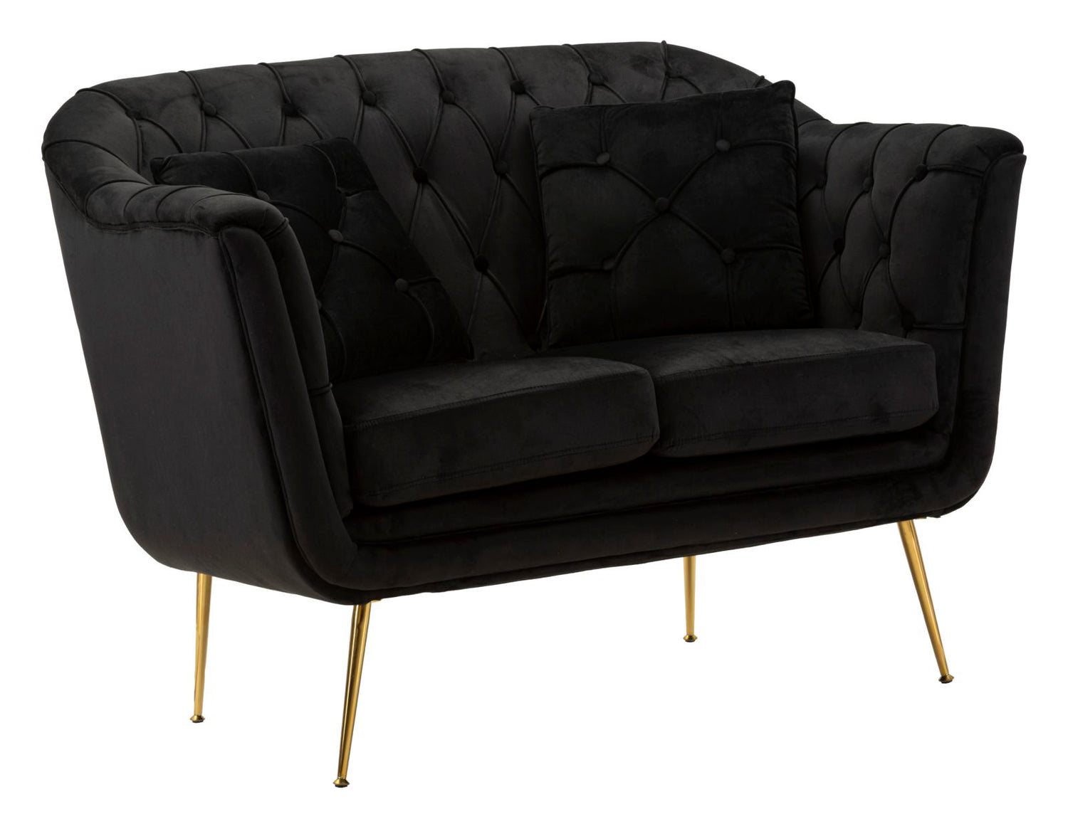 Budapest Sofa 2-Zits Zwart Met Kussens 91x130x83 cm