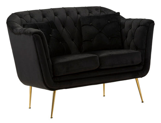 Budapest Sofa 2-Zits Zwart Met Kussens 91x130x83 cm