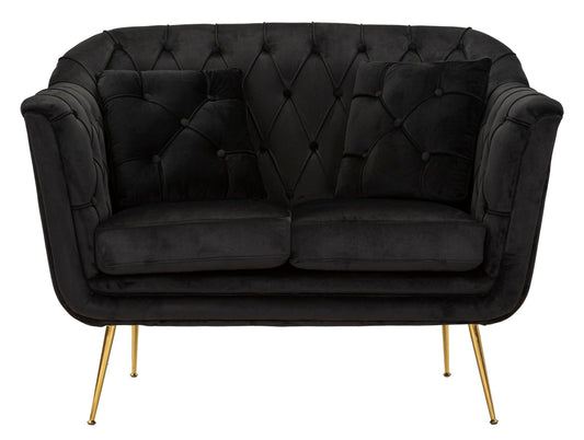 Budapest Sofa 2-Zits Zwart Met Kussens 91x130x83 cm