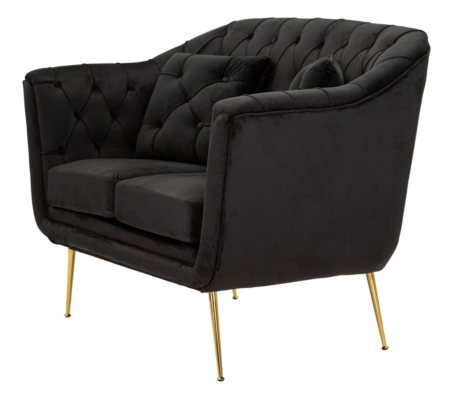 Budapest Sofa 2-Zits Zwart Met Kussens 91x130x83 cm