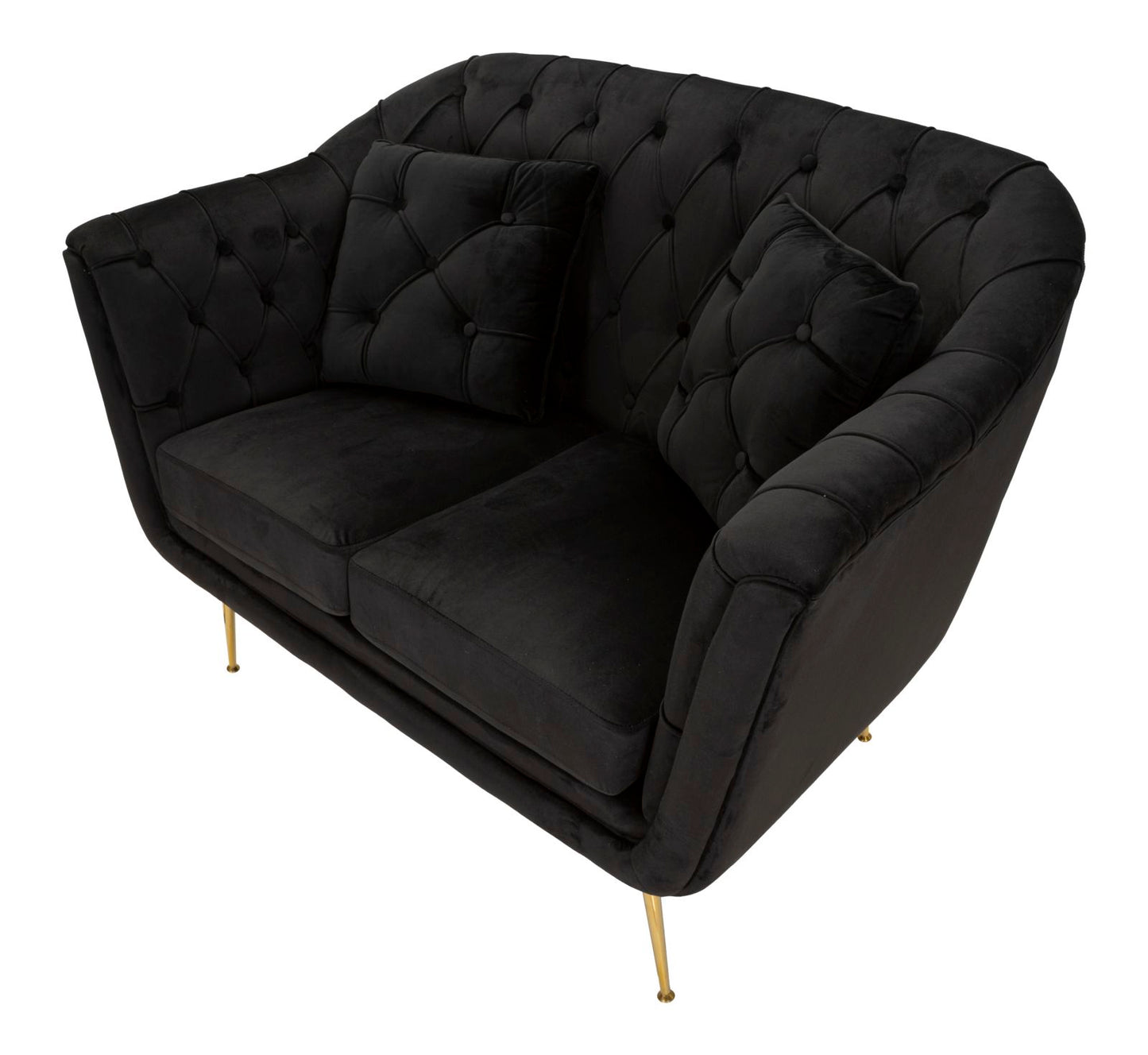 Budapest Sofa 2-Zits Zwart Met Kussens 91x130x83 cm