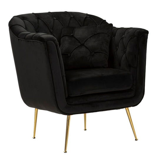 Budapest Fauteuil Zwart Met Kussen 91x88x83 cm