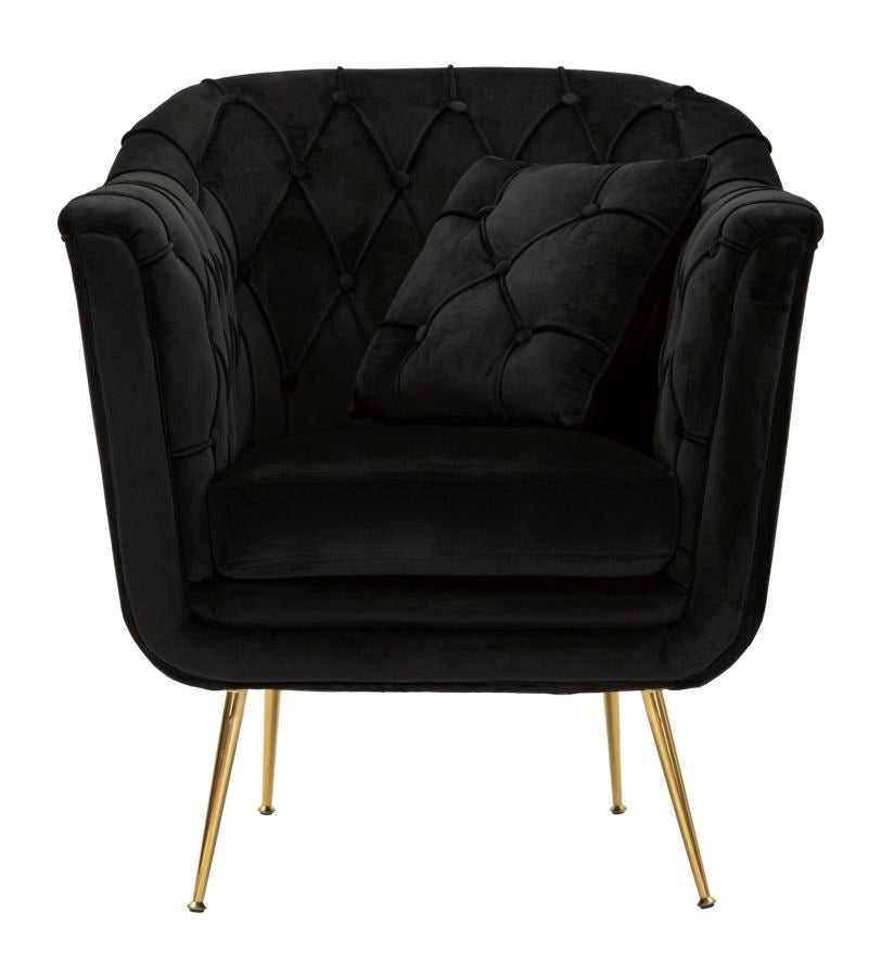 Budapest Fauteuil Zwart Met Kussen 91x88x83 cm
