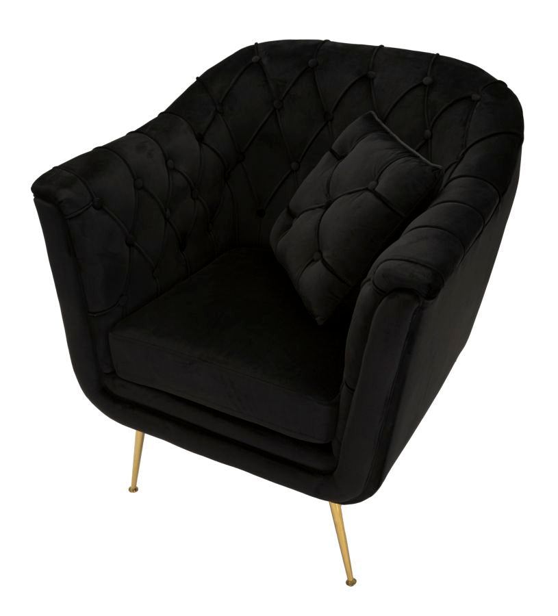 Budapest Fauteuil Zwart Met Kussen 91x88x83 cm