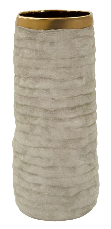 Lima Open Vaas Grijs/Goud 31.5x14x14 cm