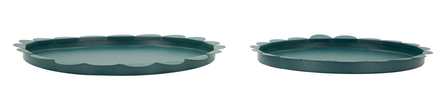 Saturn Dienblad Rond Petrol Set 2 Stuks 2x33x33 cm