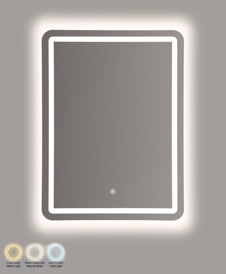 LED Wandspiegel Simple Rechthoekig 80x60x3.5 cm