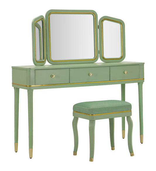 Camille Kaptafel Met Spiegel En Kruk Groen 79x120x37 cm
