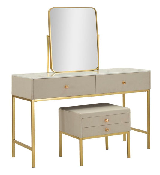 Luxe Kaptafel Met Spiegel En Kruk 75x120x45 cm