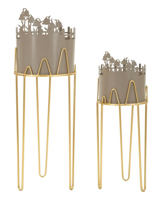 Bloemenvaashouder Set 2 Stuks Glam 79x27x27 cm