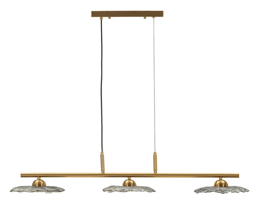 Emily 3-Lichts Plafondlamp Grijs Glas 18x100x24 cm