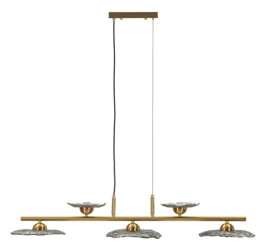 Emily Plafondlamp Met 5 Lichten Grijs Glas 18x100x24 cm