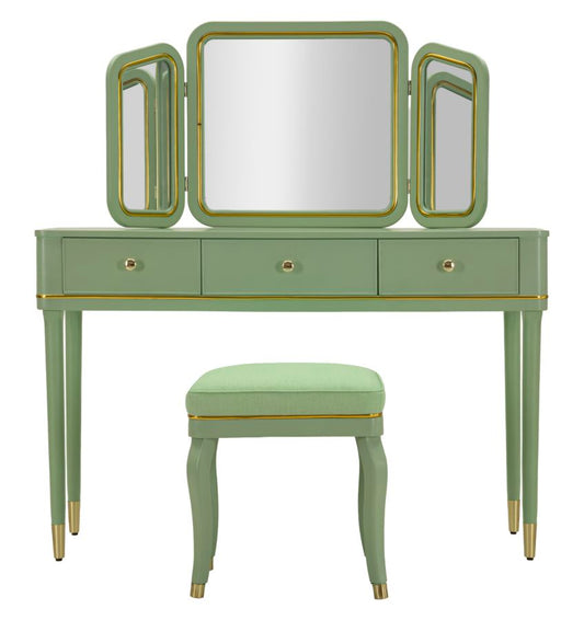 Camille Kaptafel Met Spiegel En Kruk Groen 79x120x37 cm