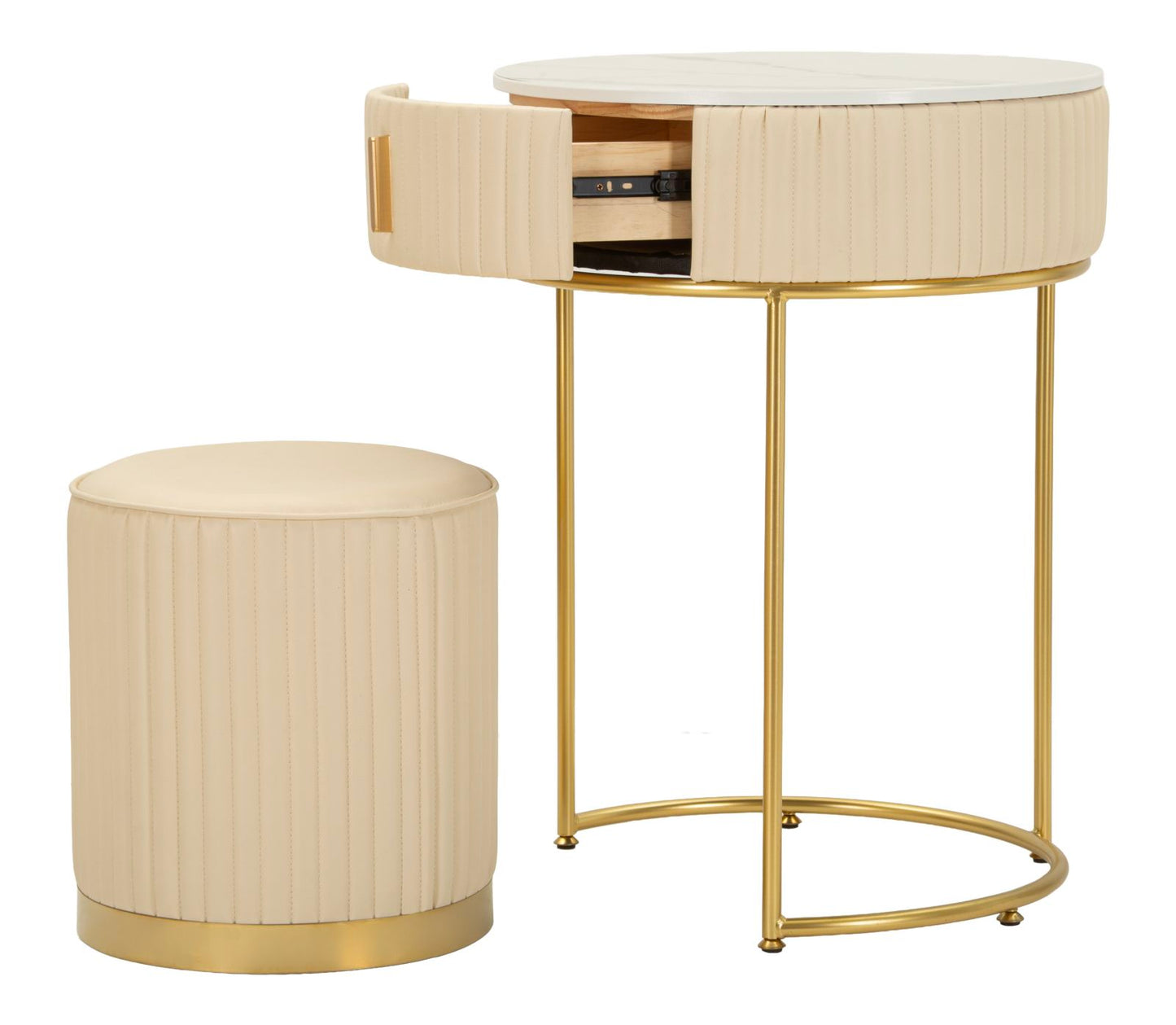 Nachtkastje/Kaptafel Met Pouf Pok - Modern 70x52x52 cm
