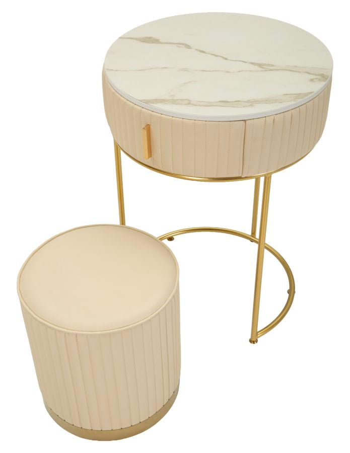 Nachtkastje/Kaptafel Met Pouf Pok - Modern 70x52x52 cm