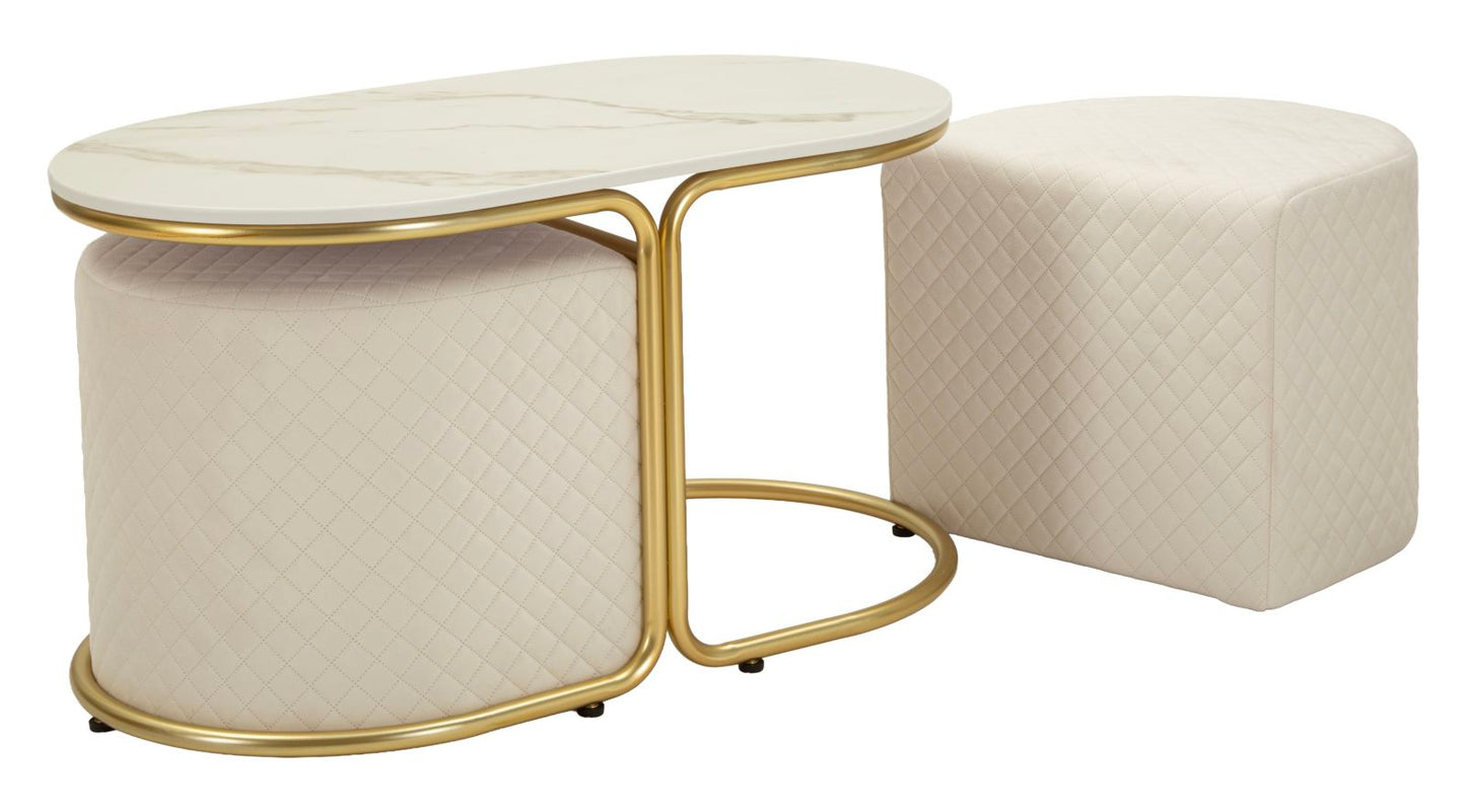 Relax Salontafel Met 2 Poeven 44x79x45 cm