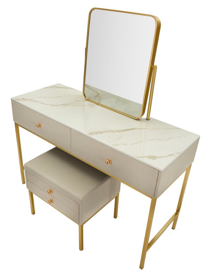 Luxe Kaptafel Met Spiegel En Kruk 75x120x45 cm