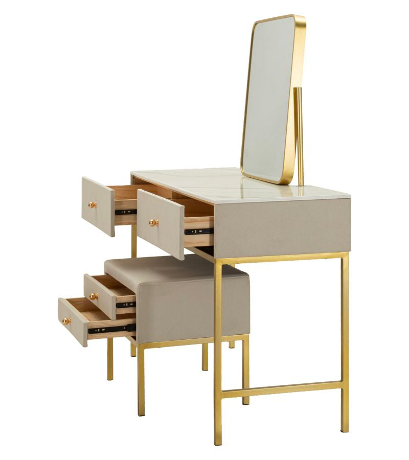 Luxe Kaptafel Met Spiegel En Kruk 75x120x45 cm