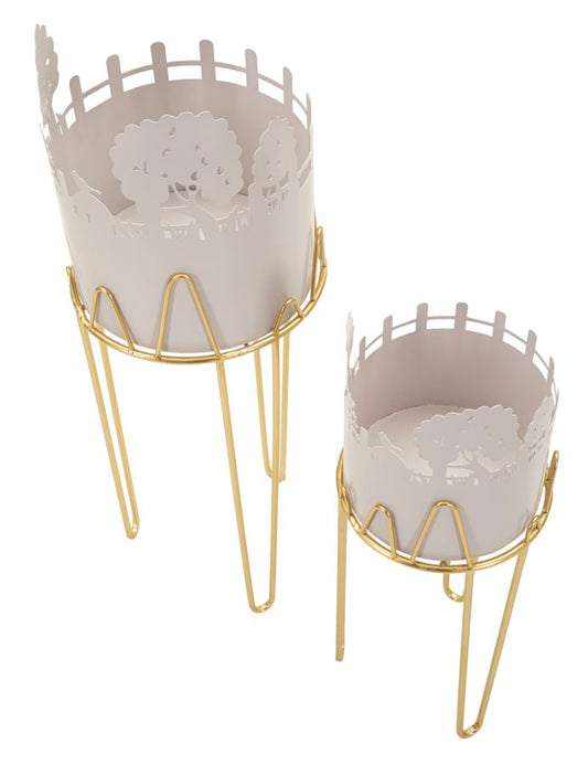 Tree Bloempot Houder Set 2 Stuks 79x27x27 cm
