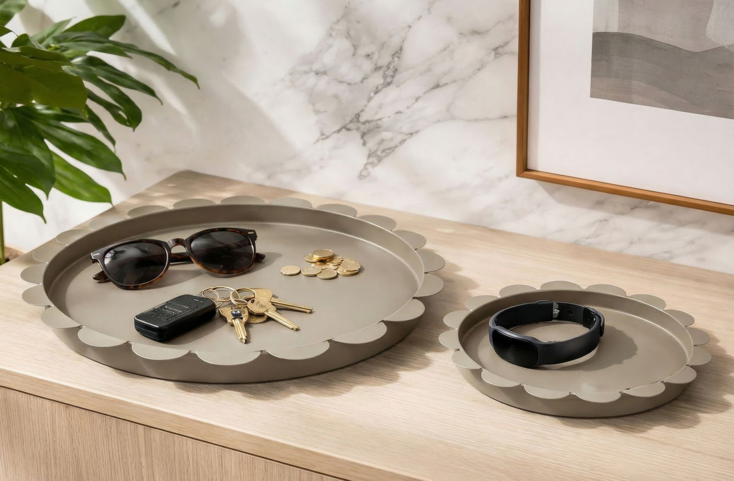Saturn Schaal Rond Duifgrijs Set 2 Stuks 2x33x33 cm