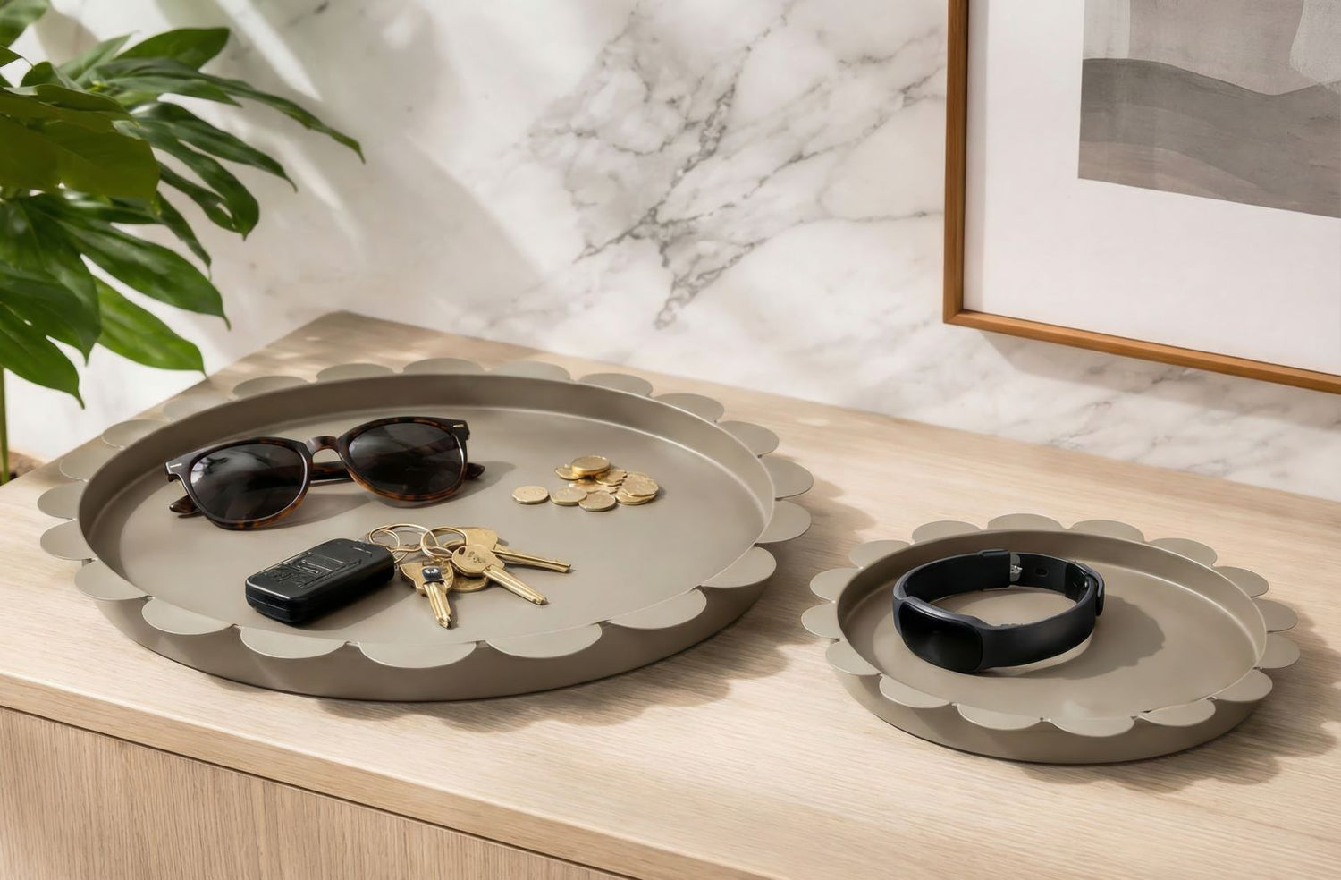 Saturn Schaal Rond Duifgrijs Set 2 Stuks 2x33x33 cm
