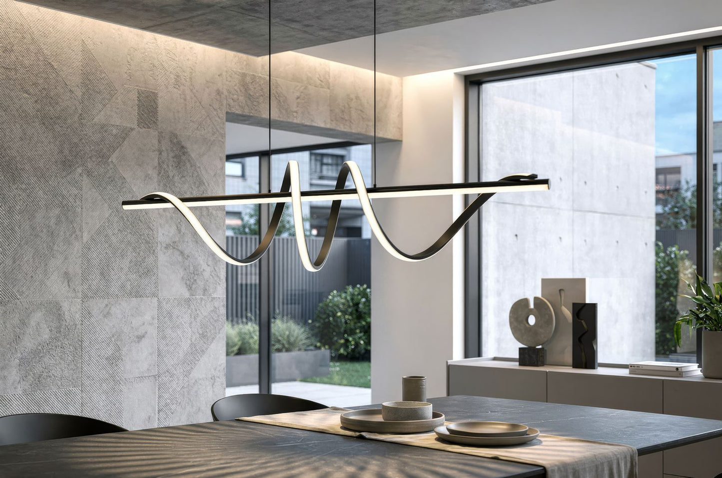 Spiral LED Plafondlamp Zwart/Wit 30x101x25 cm