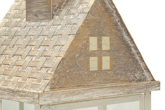 Houten Lantaarn Set 2 Stuks Modern 55x24.5x24.5 cm
