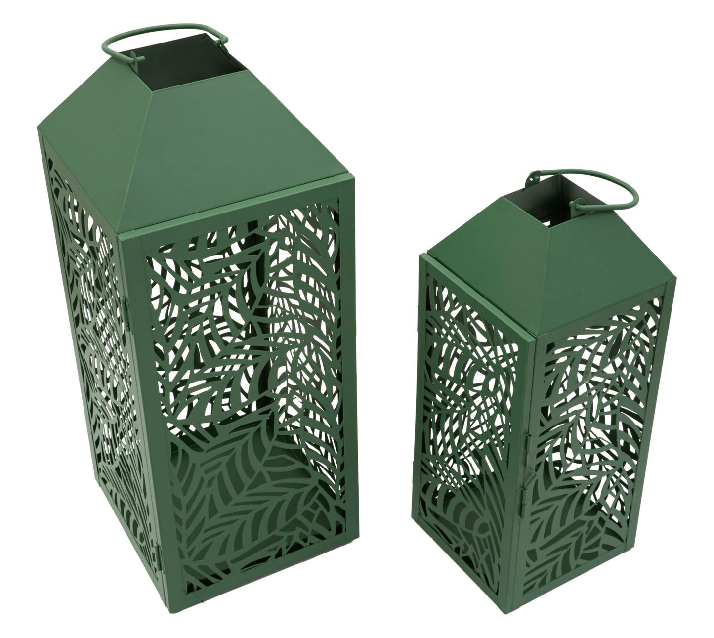 Carving Lantaarn Set 2 Stuks Groen 44x17.8x17.8 cm