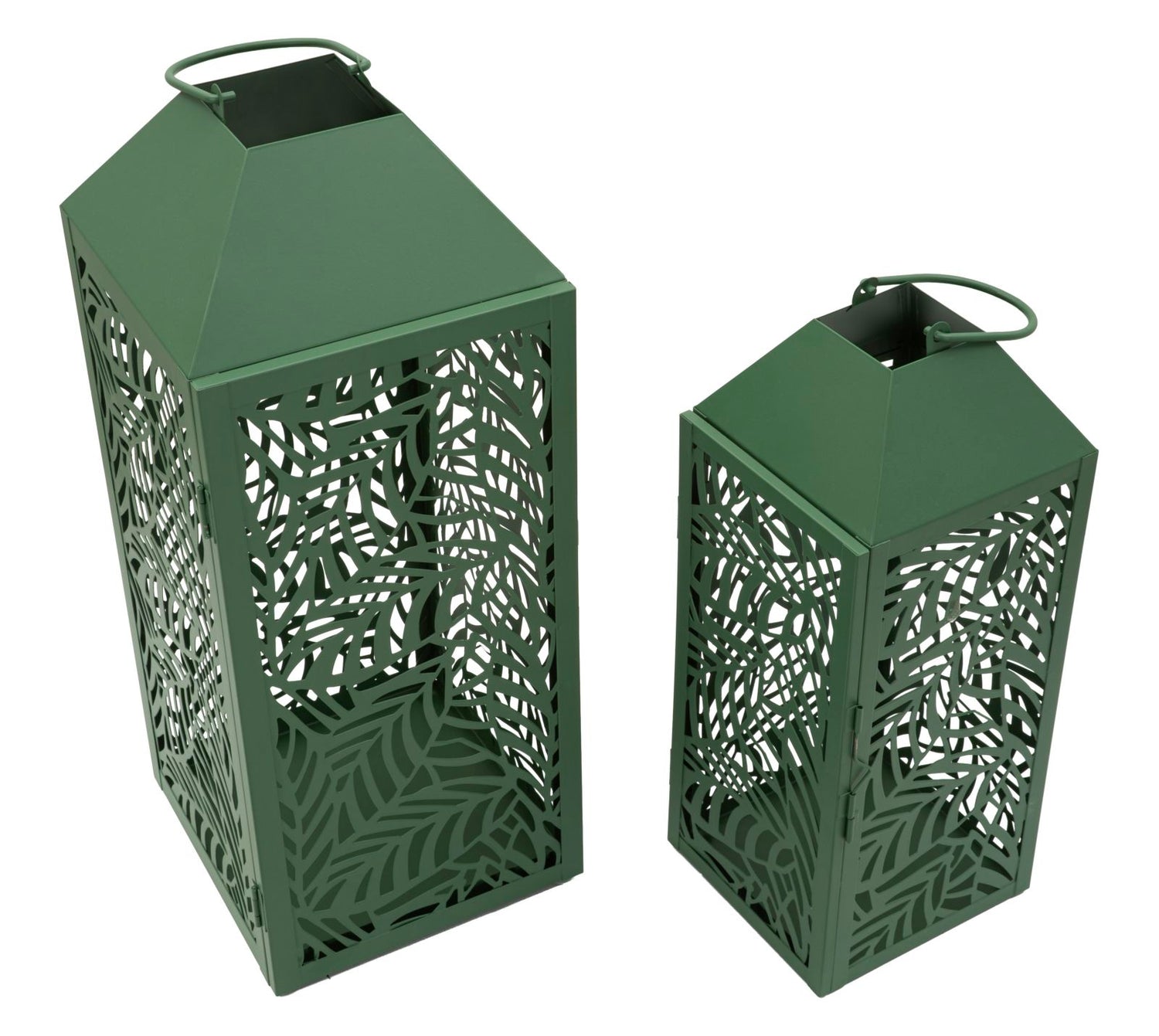 Carving Lantaarn Set 2 Stuks Groen 44x17.8x17.8 cm
