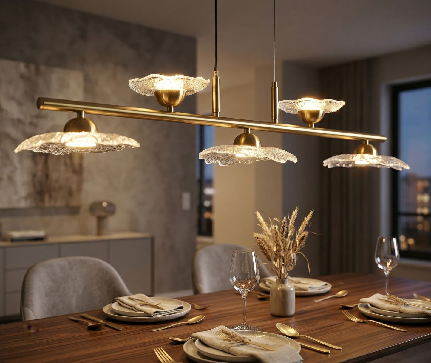 Emily Plafondlamp Met 5 Lichten Transparant Glas 24x100x18 cm