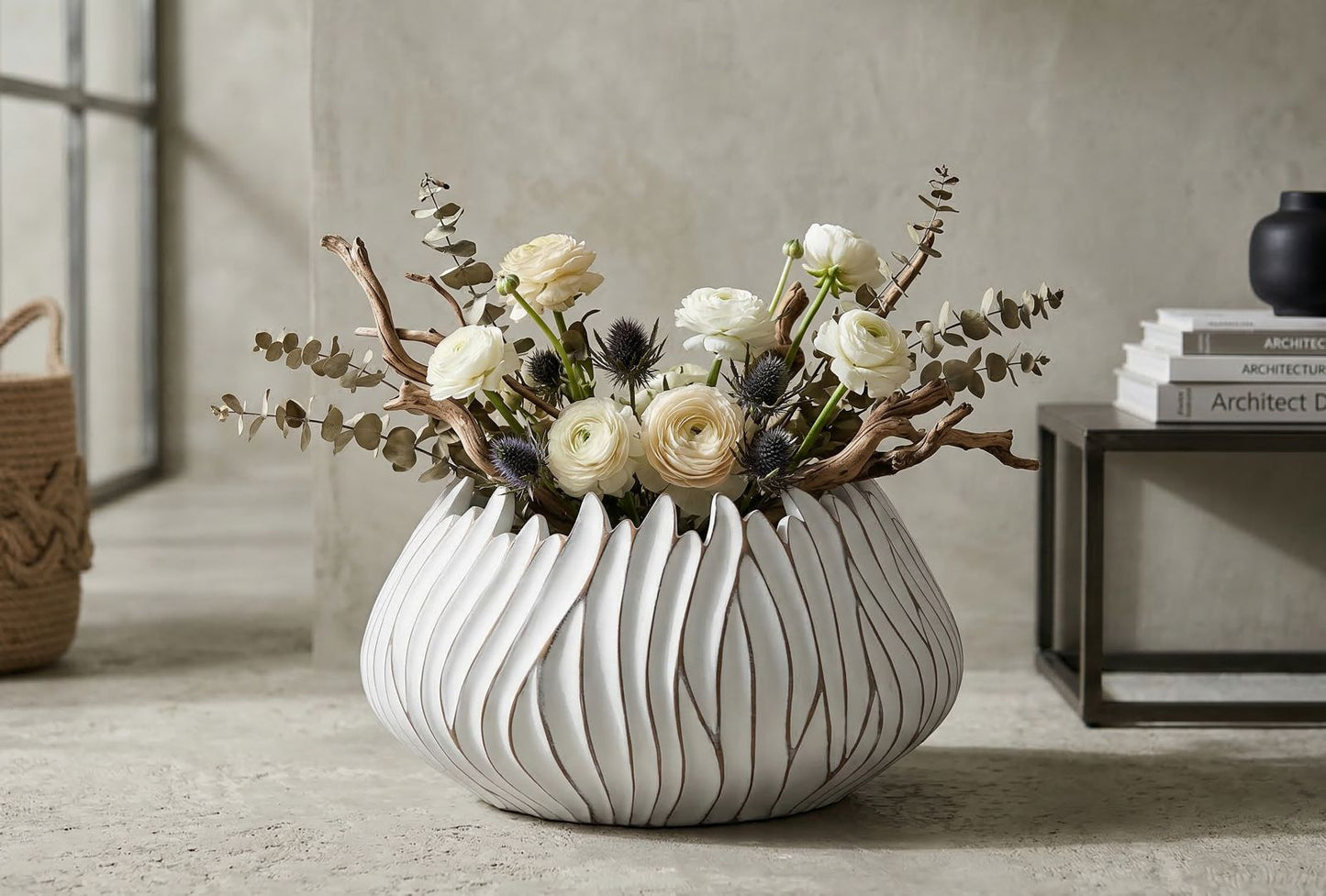 Gaspeau Polyresin Cachepot Wit 20x40x40 cm