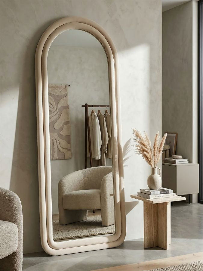 Wandspiegel Cloe Cream Velvet 160x60x4 cm