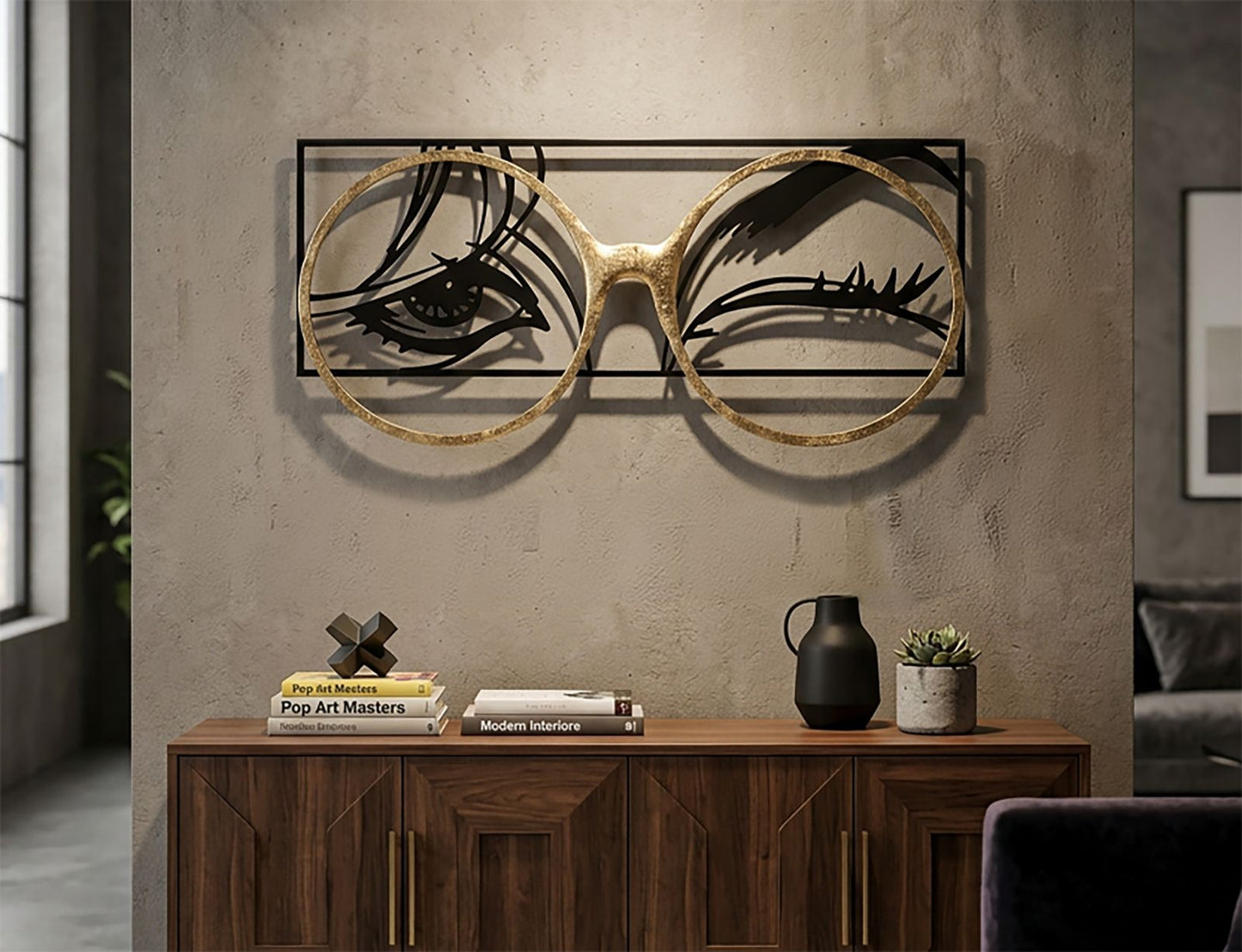 Ijzeren Wandpaneel Bril Glam 41.3x89.5x3.8 cm