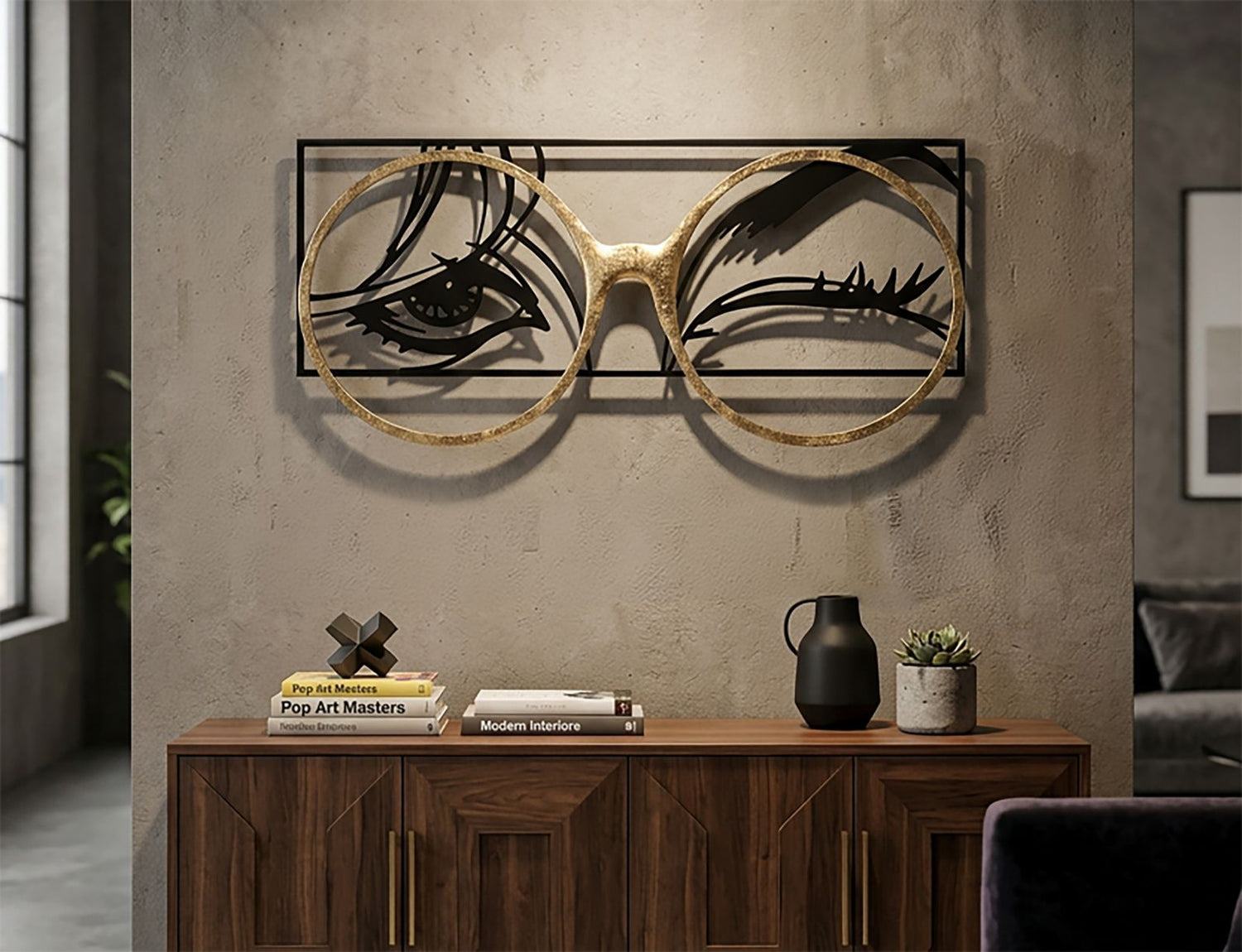 Ijzeren Wandpaneel Bril Glam 41.3x89.5x3.8 cm