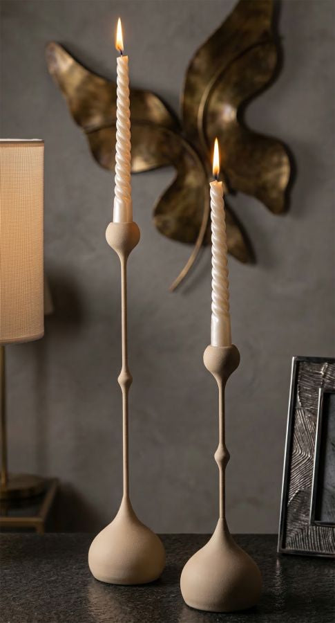 Kaarsenhouder Slimmy Cream Set 2 Stuks