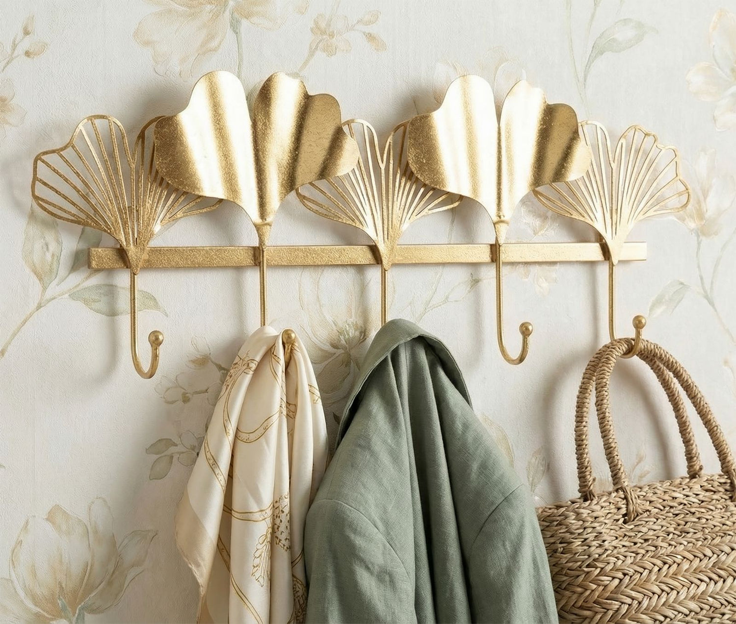 Wandhaak Met 5 Bladeren Glam 26.3x49.5x6 cm